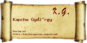 Kapche György névjegykártya